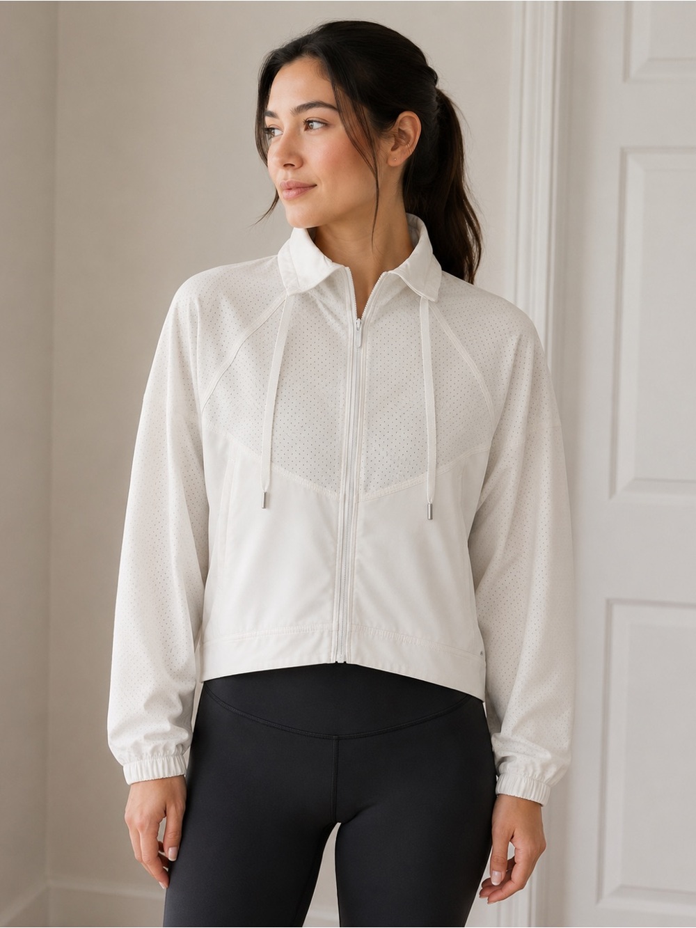lululemon athletica Cream Perforated Zip-Front Utility Jacket